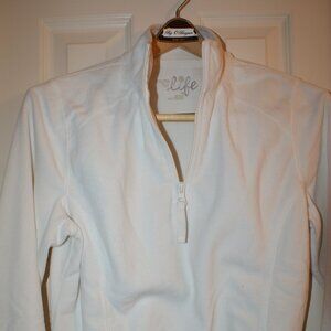 Zip Sexy Made for Life White Long Sleeve Polyester Pullover Size M